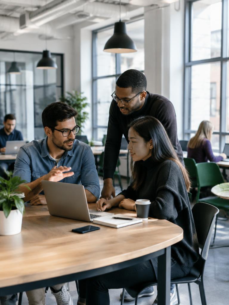 Entrepreneurs collaborating in a modern office