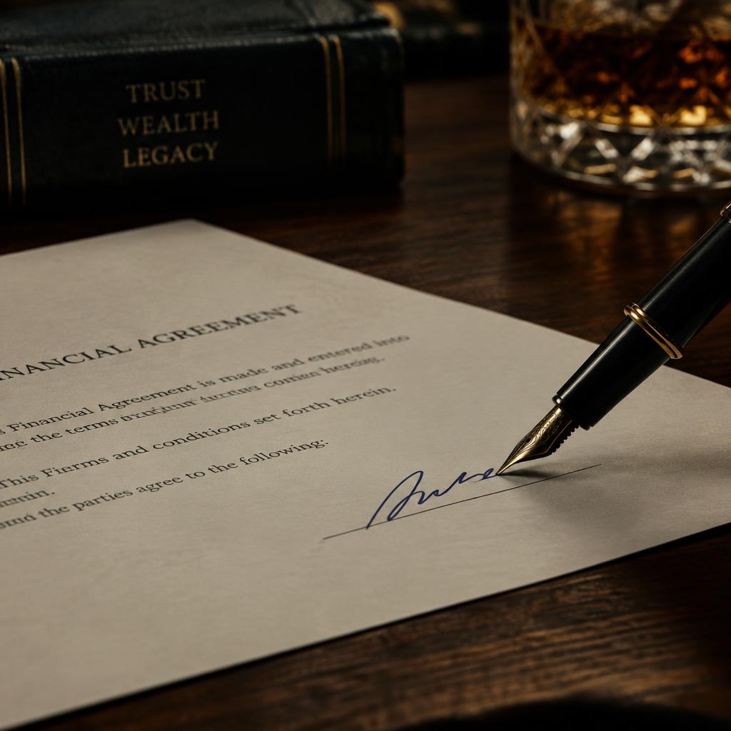 Fountain pen signing a financial agreement